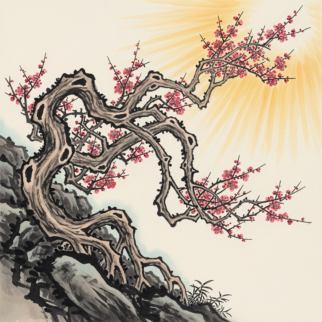 음지(陰地)를 벗어나 양지(陽地)로 뻗은 매화