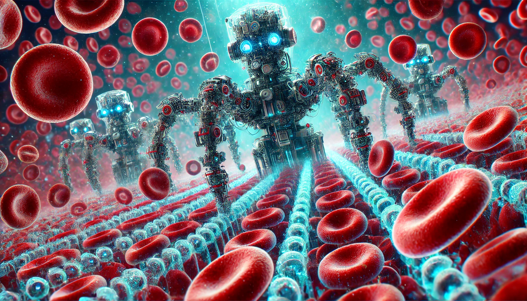 나노 로봇이 마이크로칩을 조립하는 장면