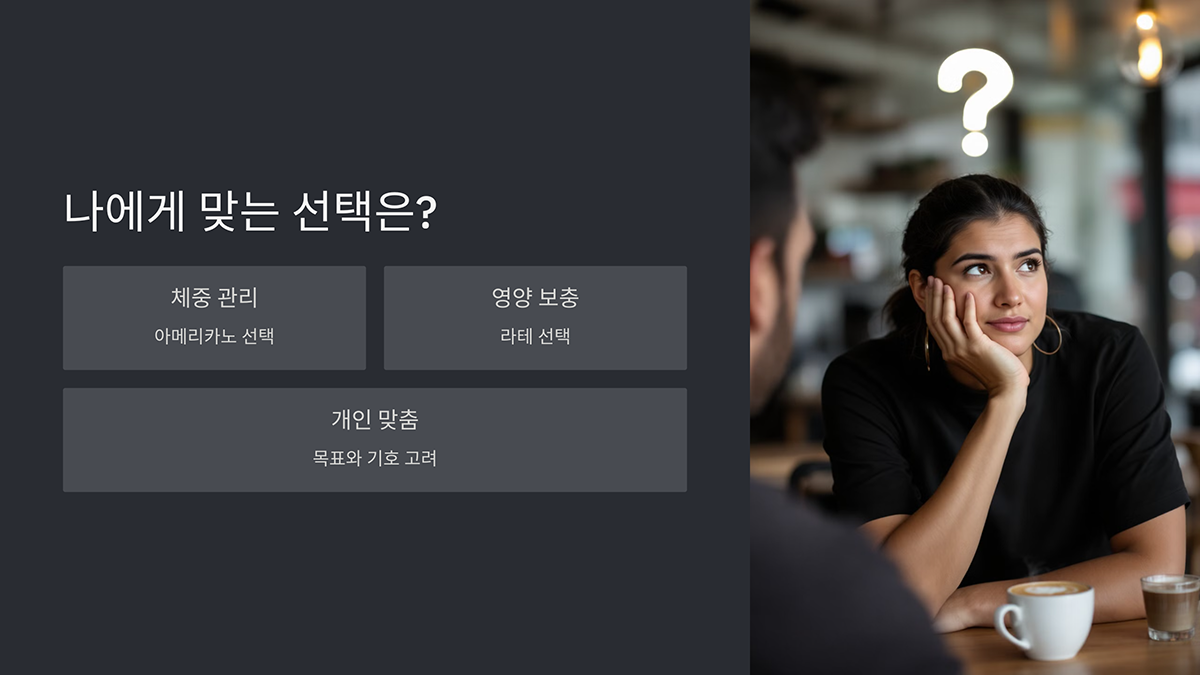 나에게 맞는 선택은? 아메리카노? 라테?