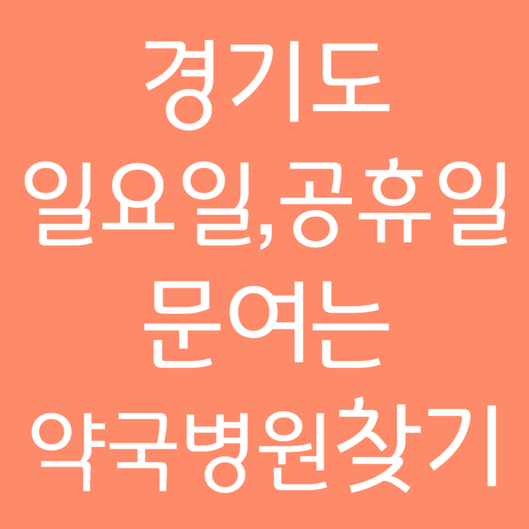 경기도 일요일, 공휴일 문여는 약국 병원 찾기