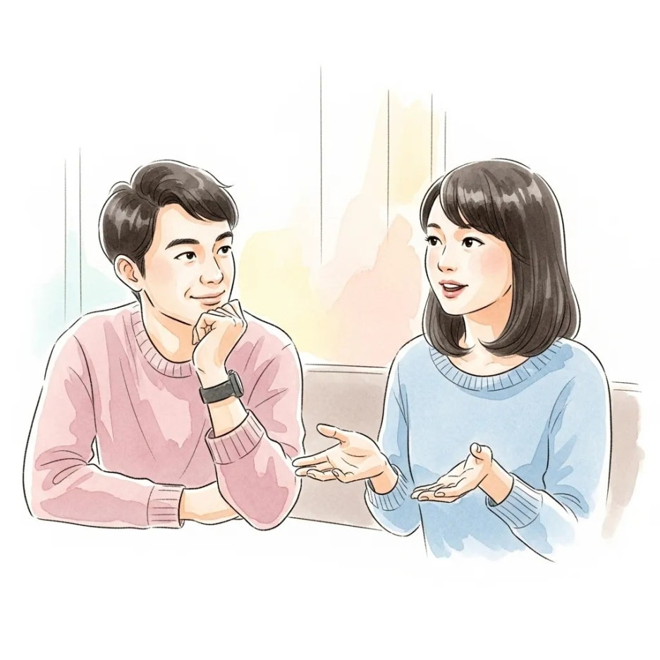 서로 경청하며 대화하는 두 사람