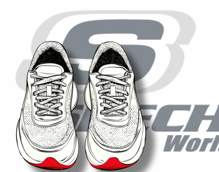 스케쳐스 브랜드 마크 배경의 운동화