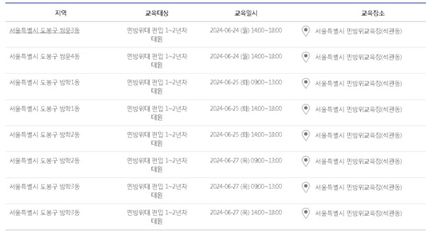 민방위 일정