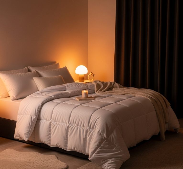 완벽한 수면을 위한 암막커튼과 은은한 간접조명