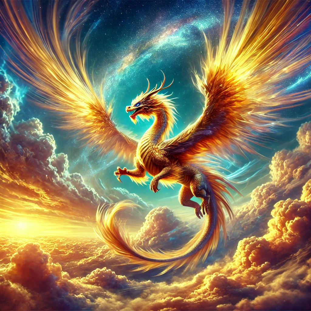 금빛 용이 하늘로 솟구치는 꿈