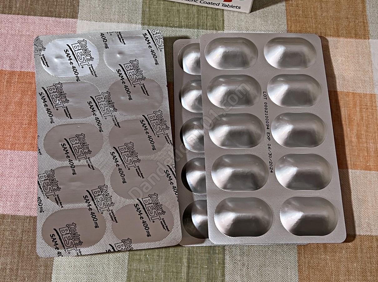 알루미늄 재질 용기에 개별포장된 닥터스베스트 더블 스트랭스 SAM-e 400mg (Doctor's Best SAM-e Double Strength 400 mg)