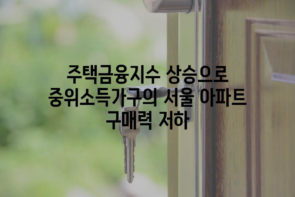 주택금융지수 상승으로 중위소득가구의 서울 아파트 구매력 저하