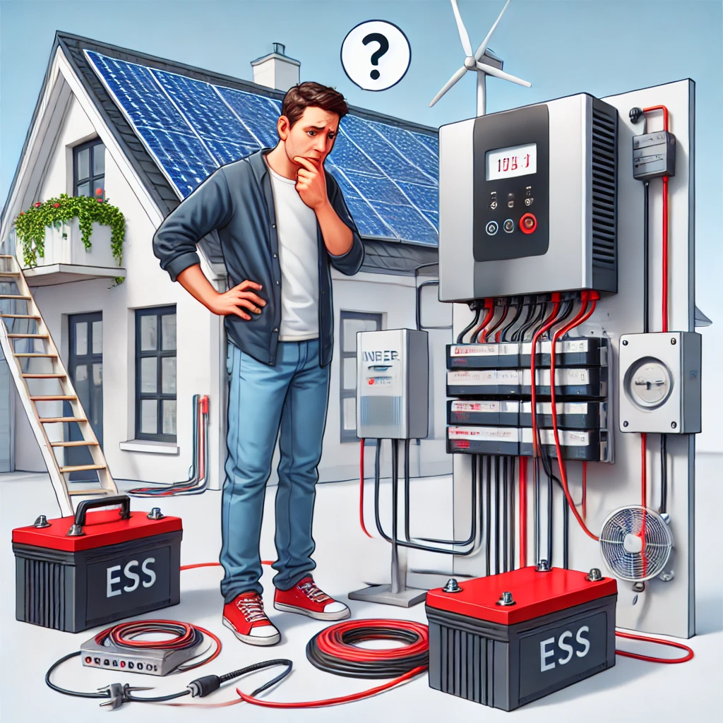 ESS와 인버터 전압 불일치로 에러가 발생한 소형 자가발전 시스템 구성