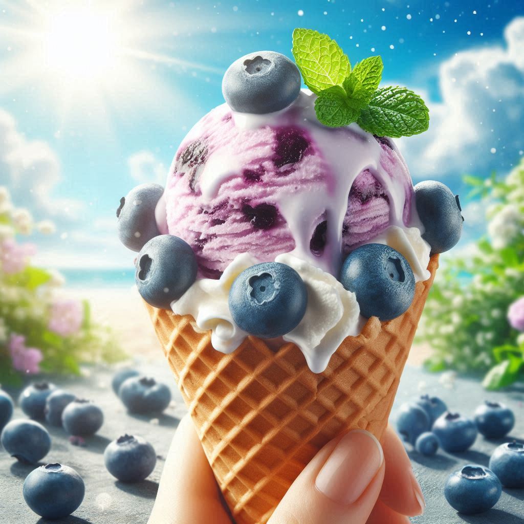 블루베리 요구르트 아이스크림 만들었어요