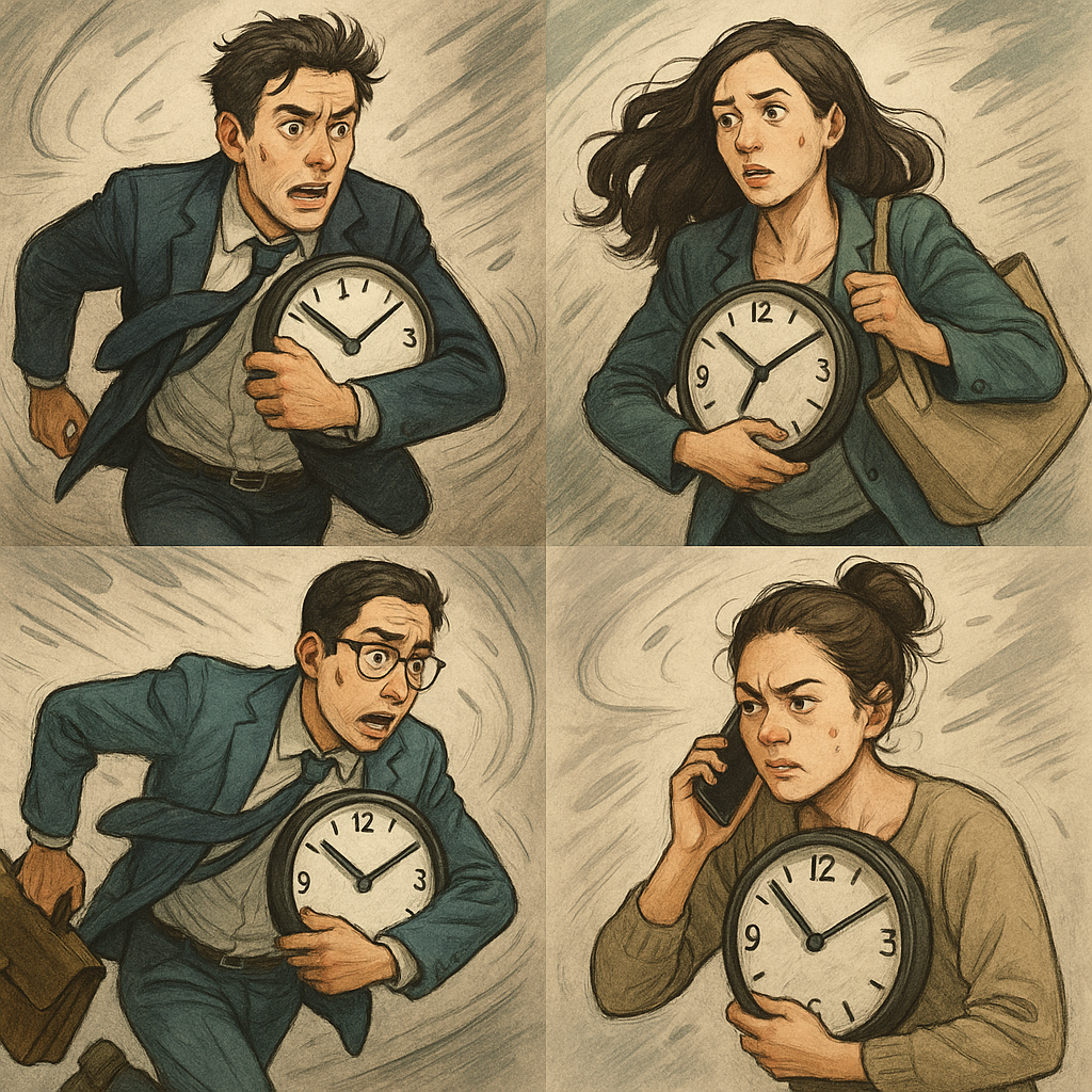 시간에 쫓겨사는 현대인들의 모습