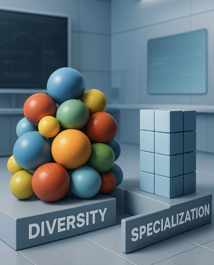결정적 차이&amp;#44; &lsquo;다양성&rsquo; vs &lsquo;전문화&rsquo;