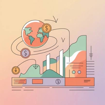 해외송금 환율을 상징하는 예시 일러스트 화면