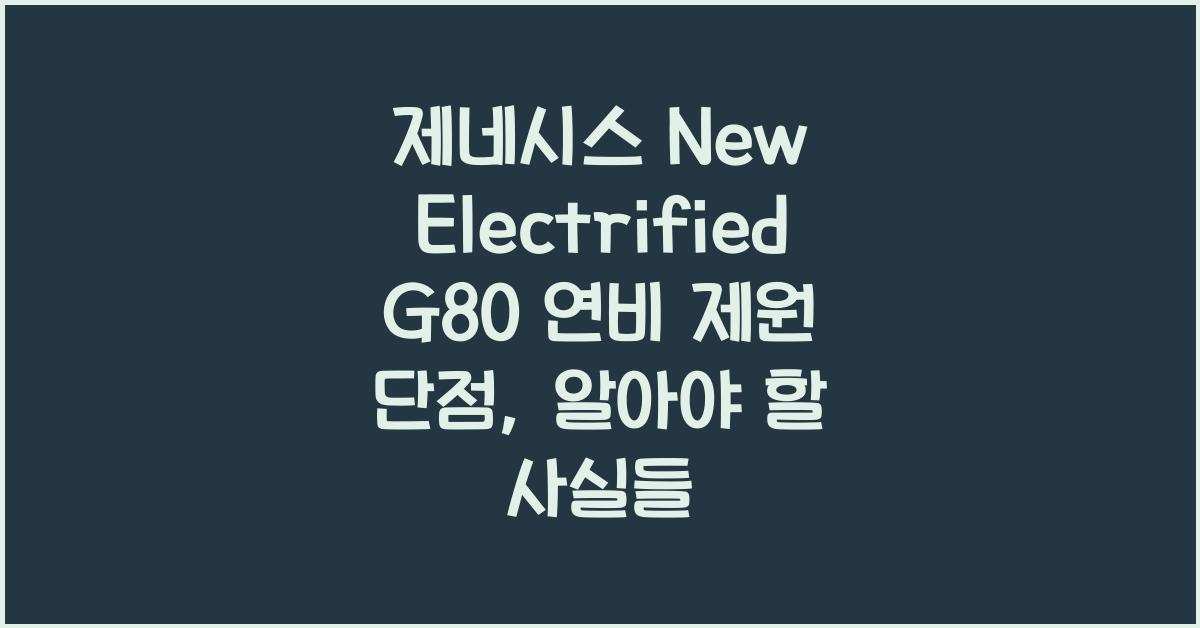 제네시스 New Electrified G80 연비 제원 단점