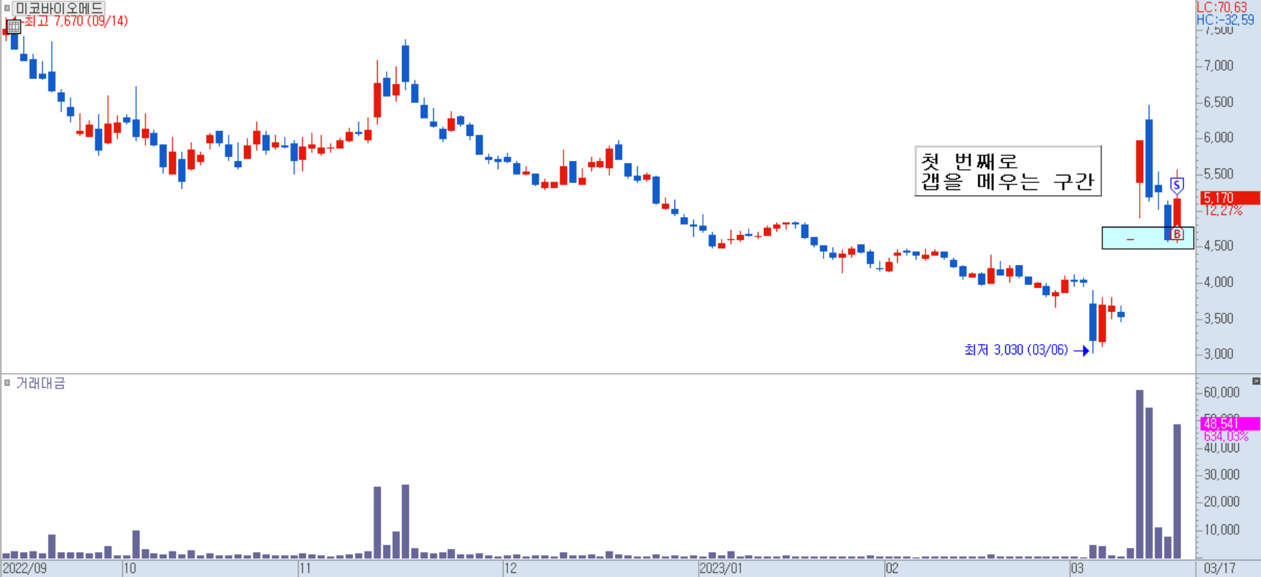 미코바이오메드 일봉 차트