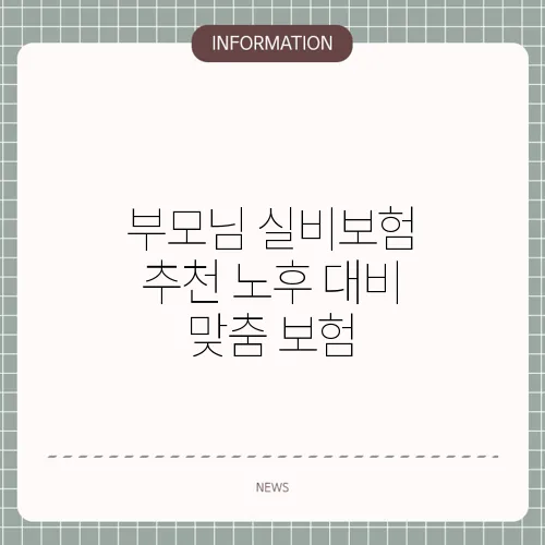 부모님 실비보험 추천 노후 대비 맞춤 보험