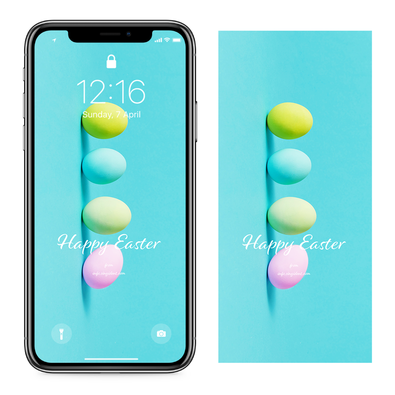 01 파스텔톤 계란 하늘색배경 C - Happy Easter 부활절계란배경화면