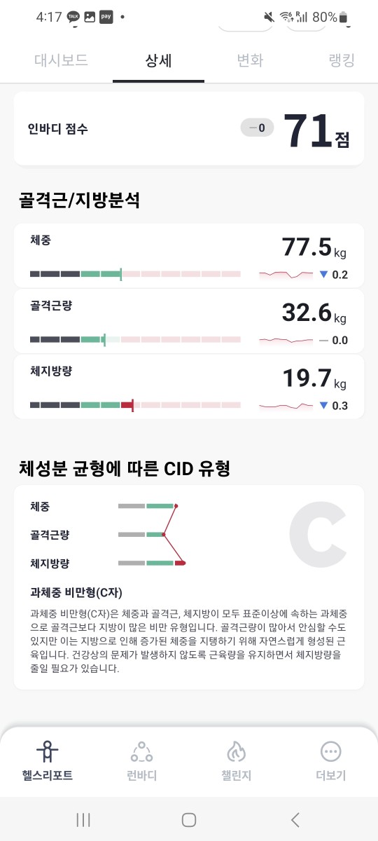 인바디 체중계 결과지