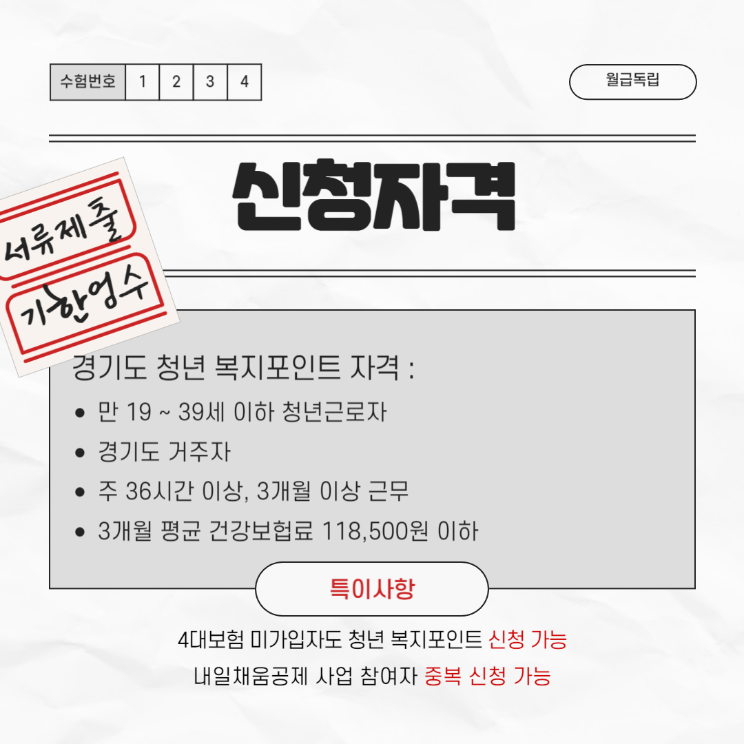 2024년 경기도 청년 복지포인트 신청자격