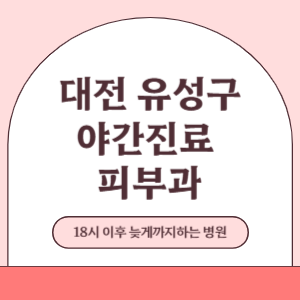 대전 유성구 야간진료 늦게까지 진료 하는 피부과 병원 (18시 이후 지금 진료 중인 병원)