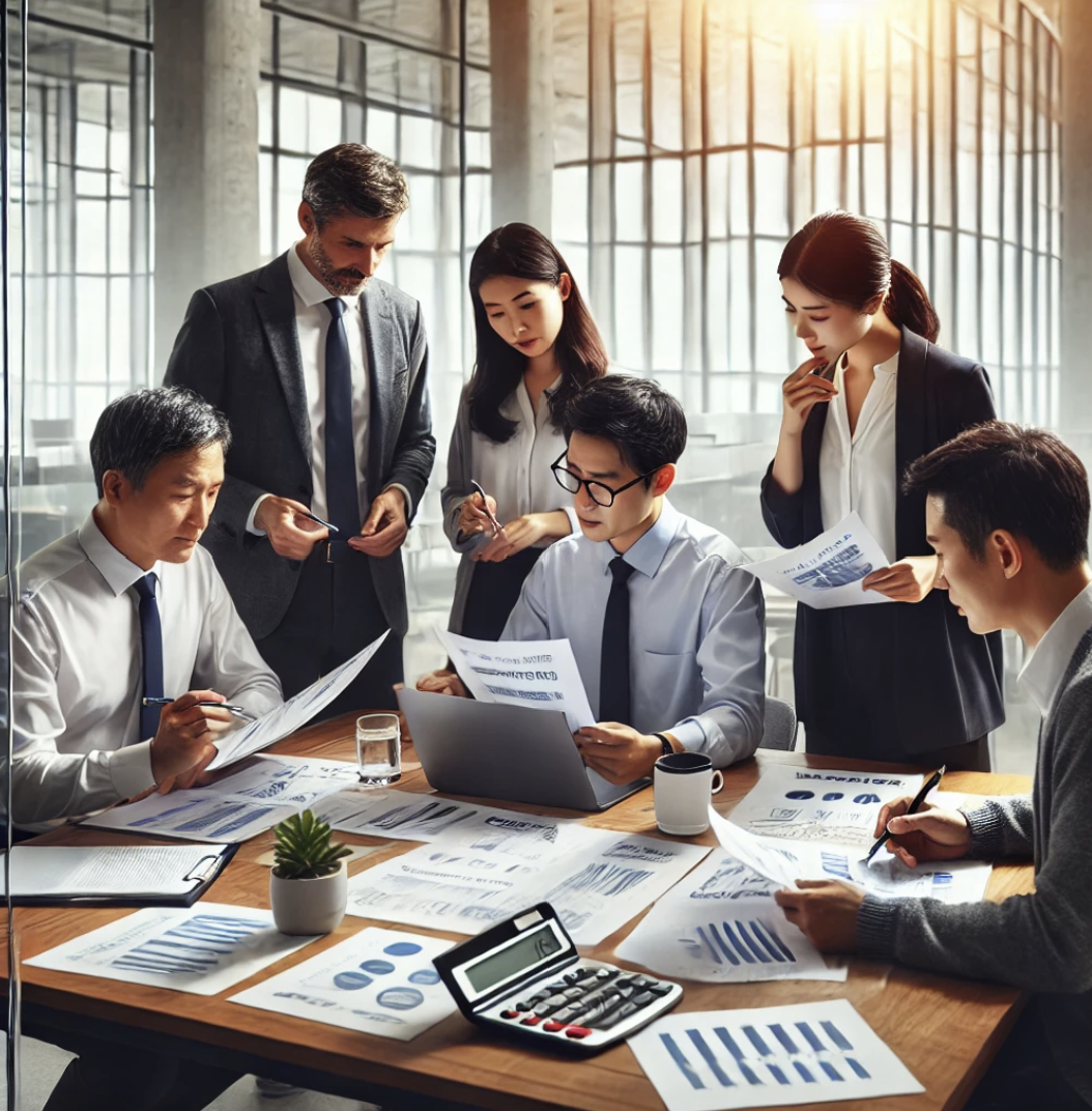 국민연금 서류 검토하는 직원들