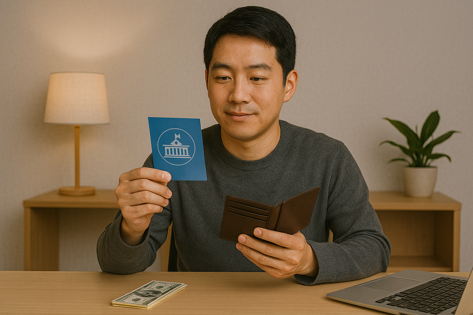 공무원 맞춤형 복지 혜택 확인하고 있는 남자 공무원