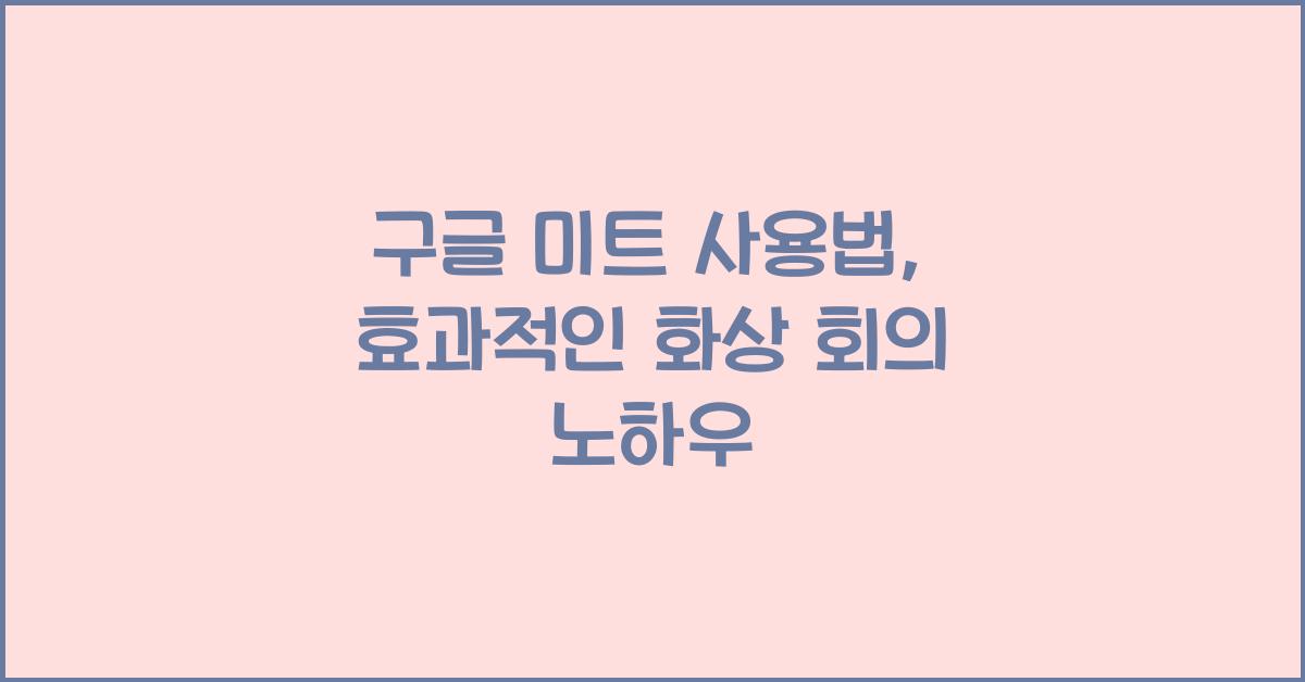 구글 미트 사용법
