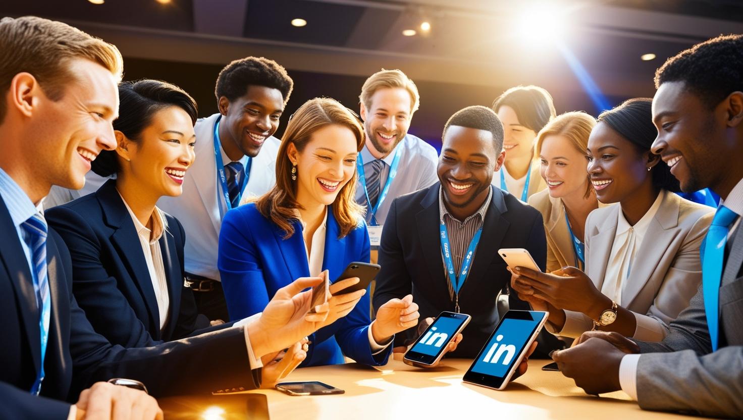 링크드인으로 네트워킹하는 사람들 모습_AI-generated image created using Canva