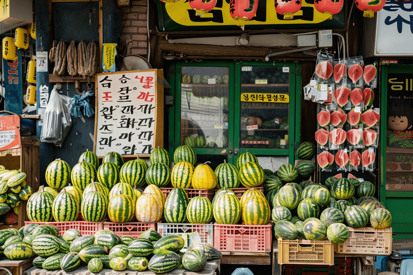 상점에-진열된-수박들