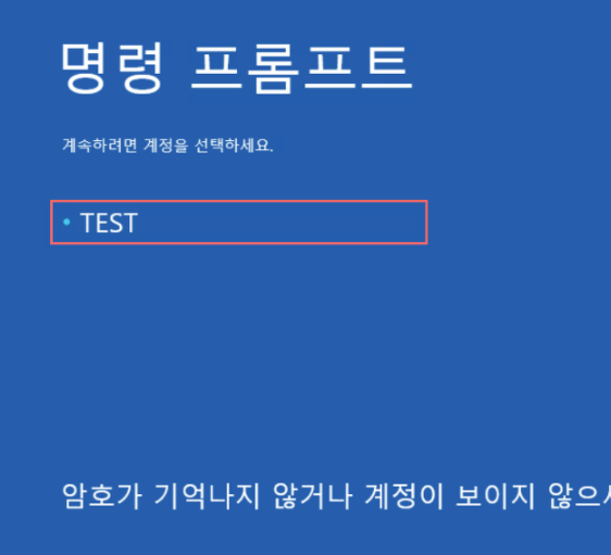명령프롬프트상 계정
