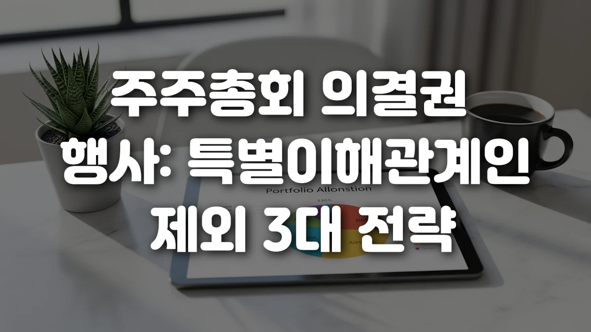 주주총회 의결권 행사 특별이해관계인 제외 3대 전략