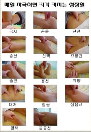키크는 성장점, 혈자리, 마사지