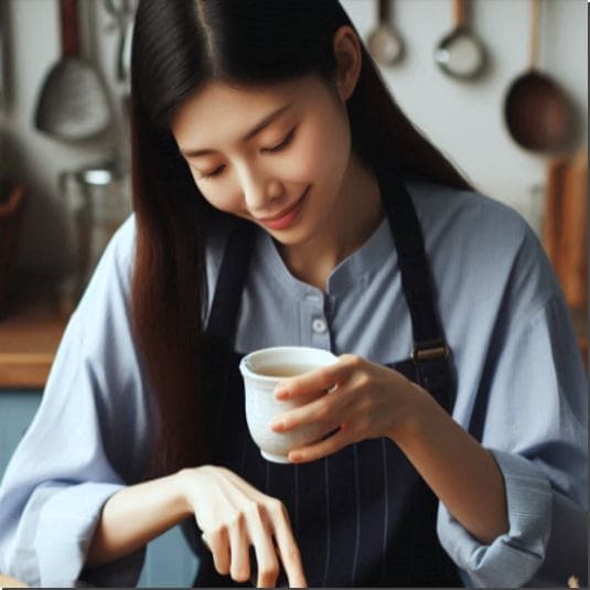 삽주뿌리 차 마시는 여성