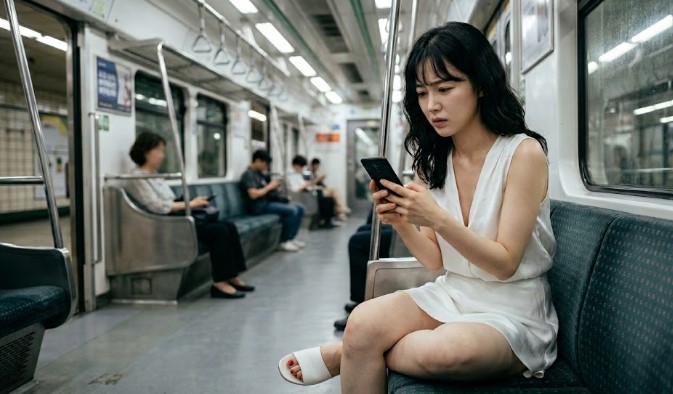 코스피는 미친 듯 오르는데 중소형 코스닥 반도체주는 연일 폭락하는 것에 불안해하는 여성 개인 투자자