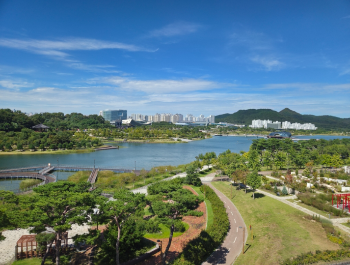 전망대에서 바라본 세종호수공원의 전경