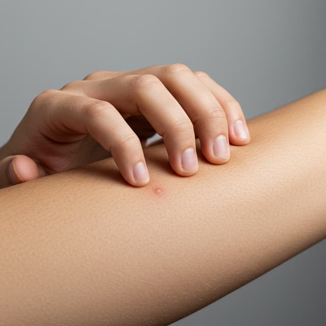 모기물린부위 긁는 모습