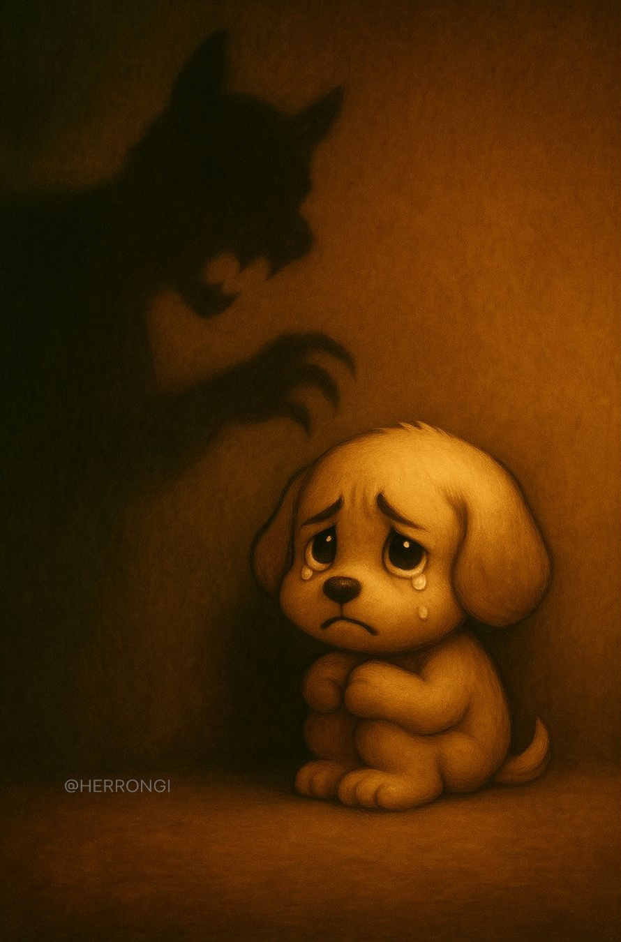 그림자 속에 웅크린 어린 마음의 두려움