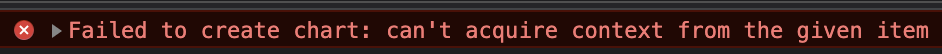 자바스크립트 Failed to create chart: can't acquire context from the given item 에러 발생 예시 화면