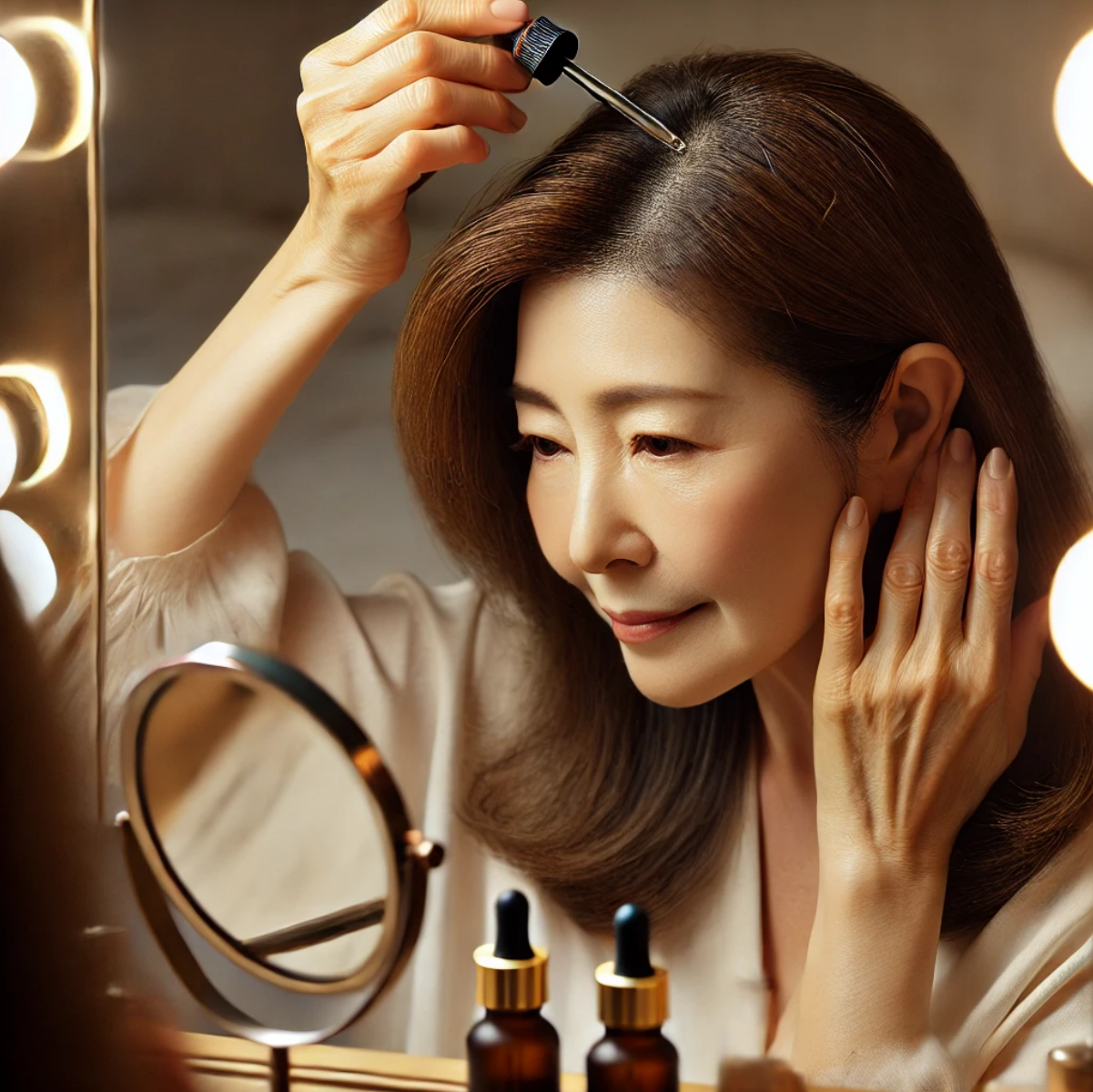 두피 보습 앰플 사용하는 50대 여성