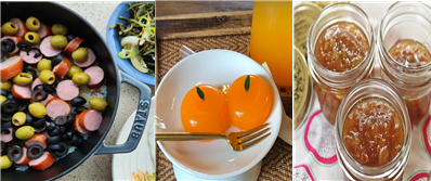 소세지올리브솥밥, 당근양갱, 무화과잼