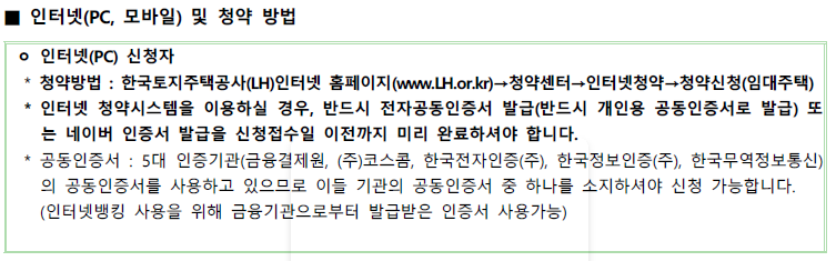 행복주택 인터넷 PC 청약 신청방법