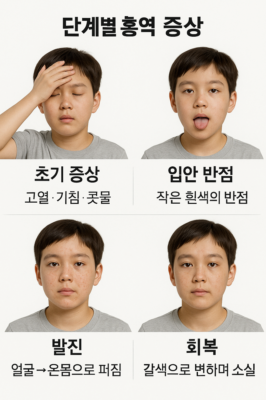 단계별 홍역 증상 인포그래픽