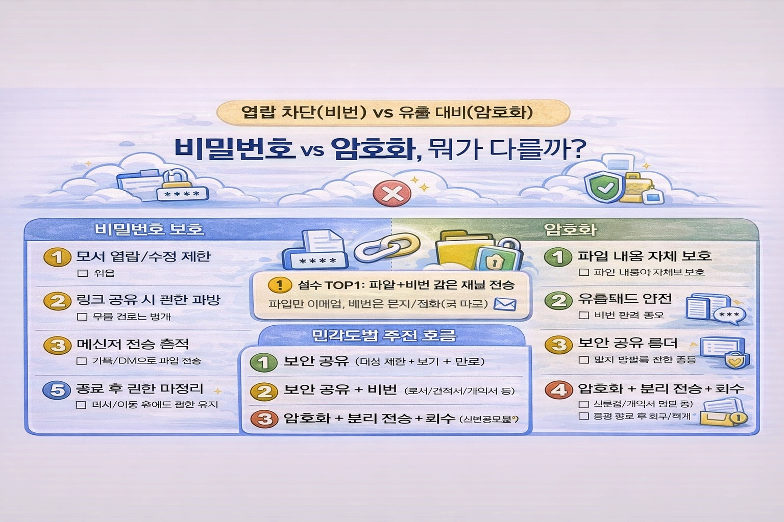 파일에 비밀번호 걸기 vs 암호화