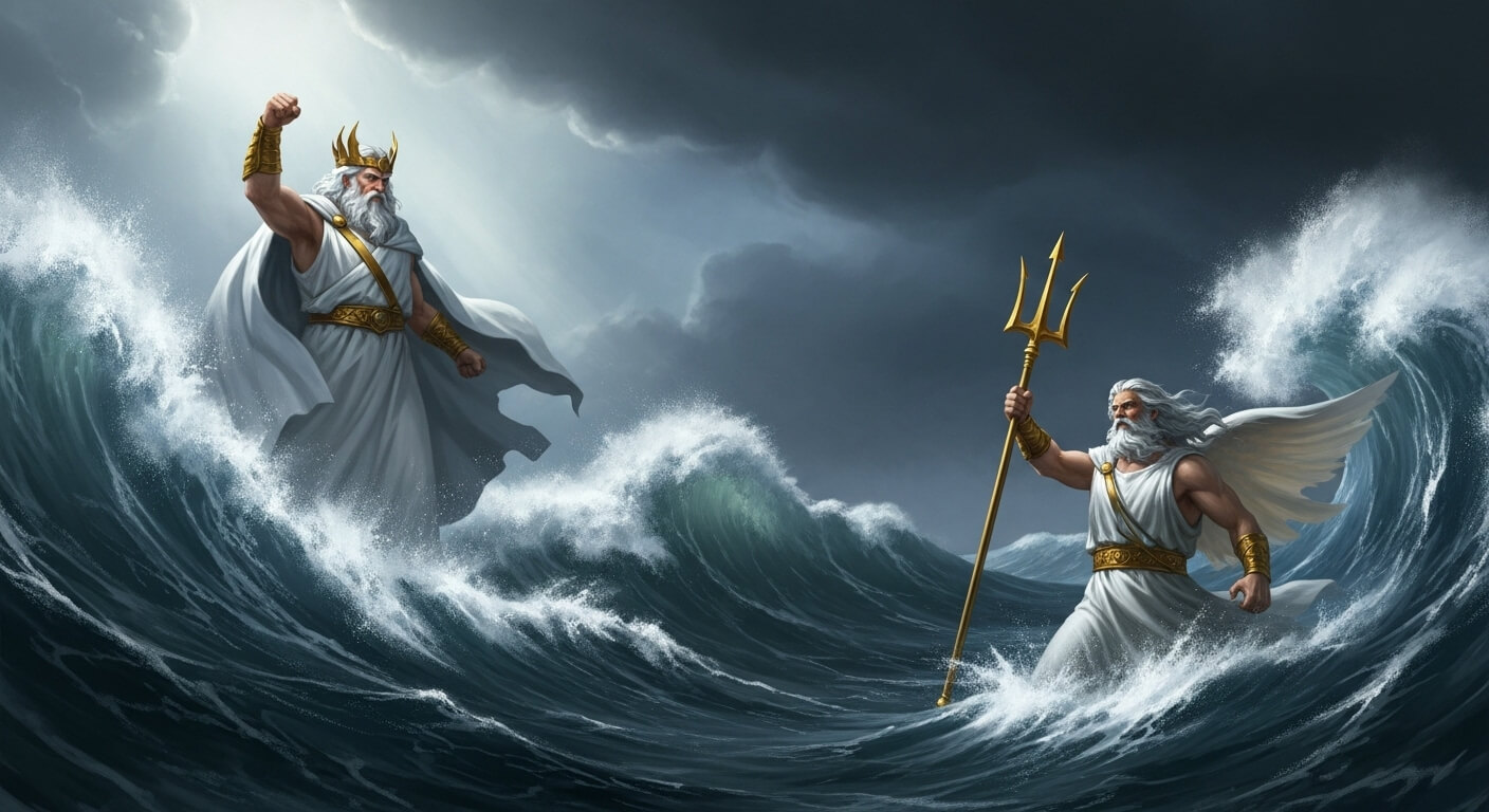 제우스와 포세이돈, 신의 권력 비교 관련 사진