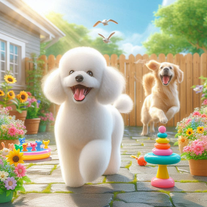 반려견 숙소에서 노는 강아지들