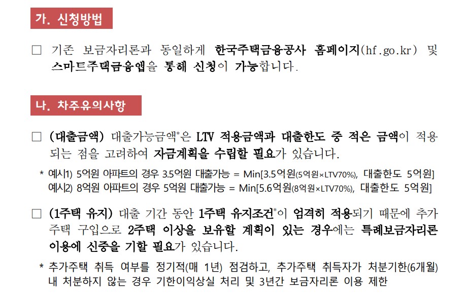 특례보금자리론 신청 방법