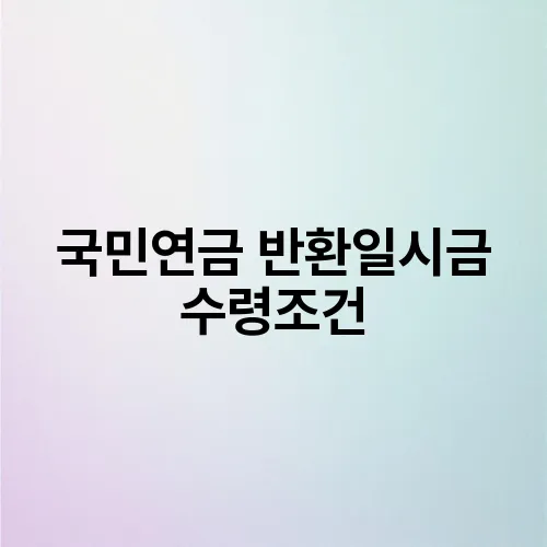 국민연금 반환일시금 수령조건