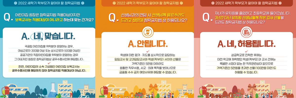 스승의날 김영란법 제한 범위: 제한 대상/허용대상 (출처: 국민권익위원회)