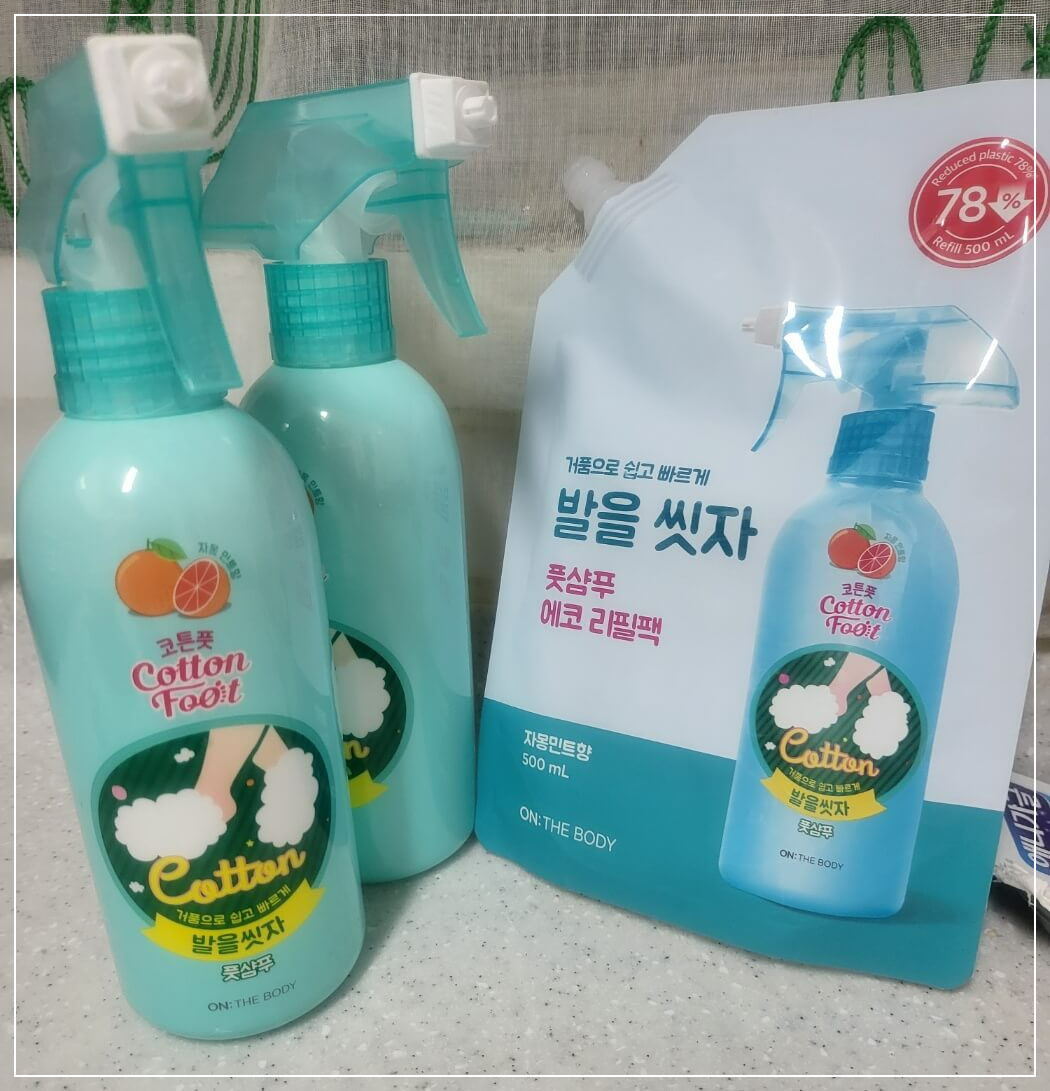 온더바디 코튼풋 발을 씻자 풋샴푸 자몽민트향