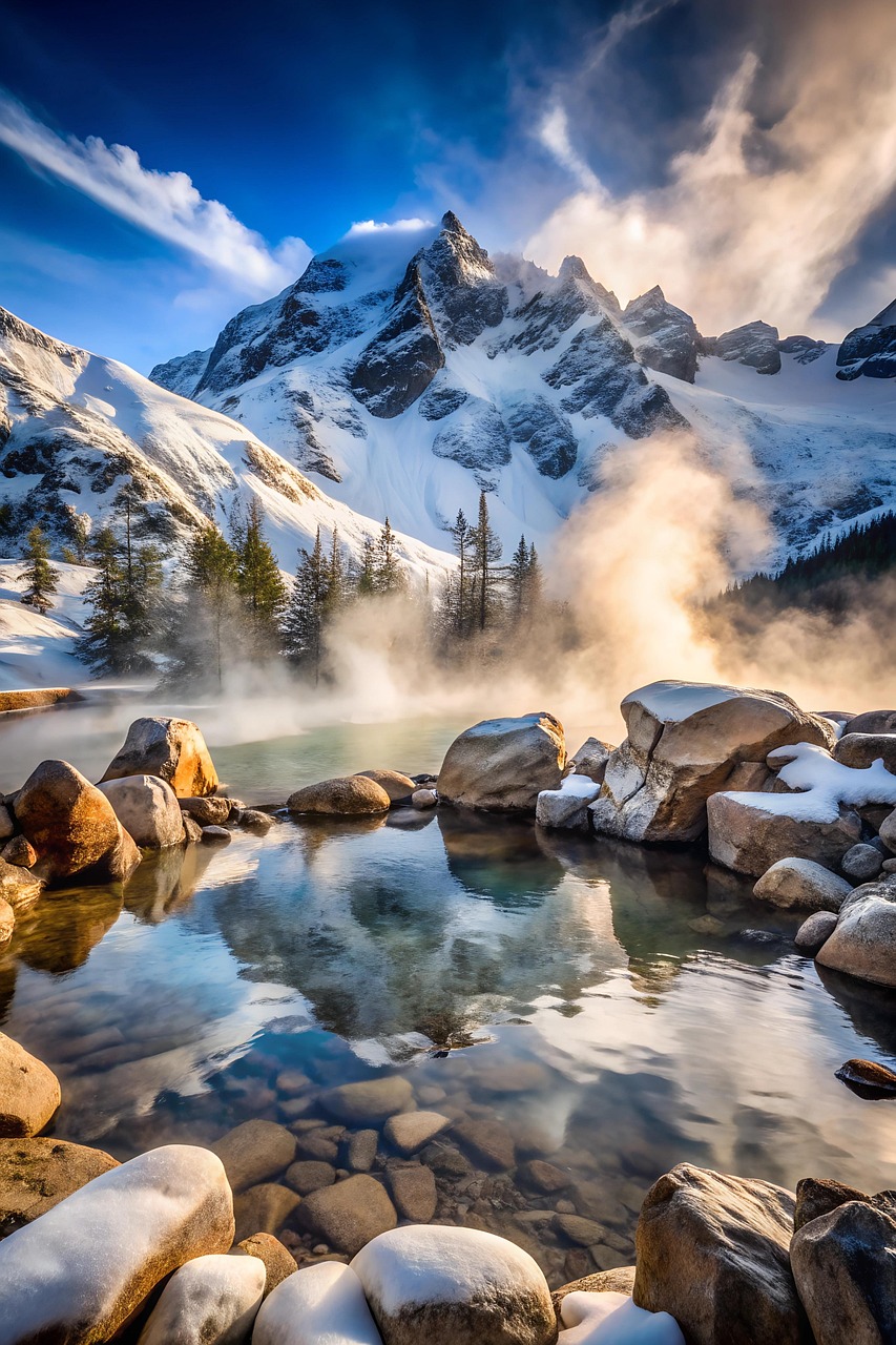 산,온천,AI이미지