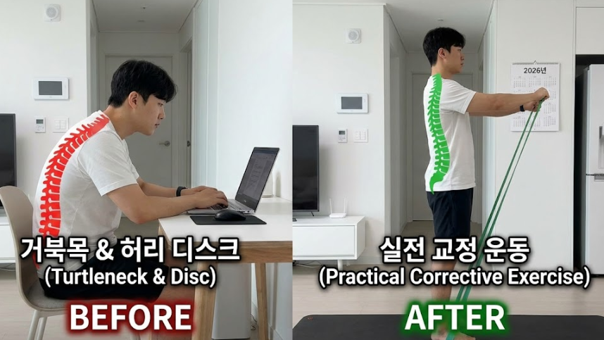 2026년 목·허리 통증 탈출 넘버원: 거북목과 허리 디스크를 바로잡는 실전 교정 운동 가이드
